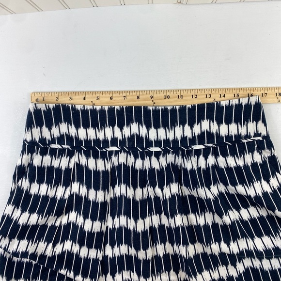 LOFT Navy and White Zigzag Unlined Linen Rayon Blend Mini Skirt Sz‎ 12 - Picture 9 of 12